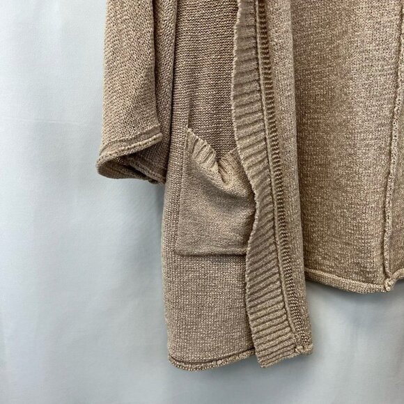 Loveriche Womens Cardigan Sweater Tan Long Sleeve Knit Open Front Pockets Small - Picture 8 of 10